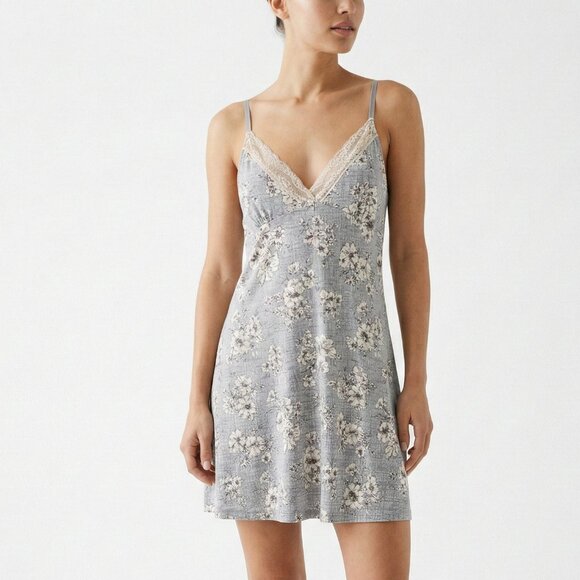 Laura Ashley Dresses & Skirts - Vintage Laura Ashley Dress Babydoll Y2K Slip Lace Floral Mini Gray Fairy L